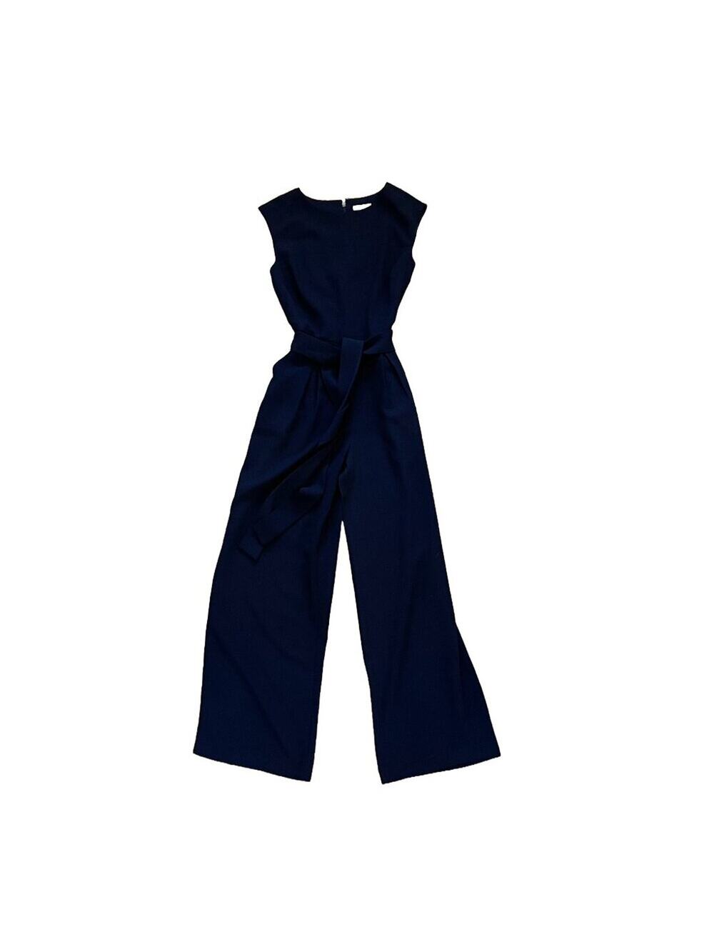 NY & Co. Navy Sleeveless Wide Leg Belted Jumpsuit / Pantsuit, Size 2